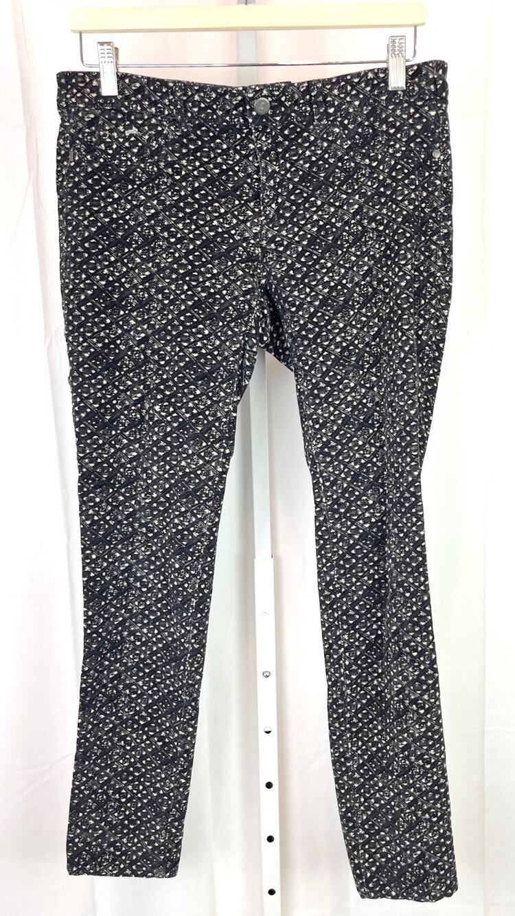 PILCRO Letterpress Size 28 Anthropologie Serif Skinny Geo Corduroy Pants Black